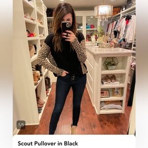 Scout pullover (black body animal print sleeves)